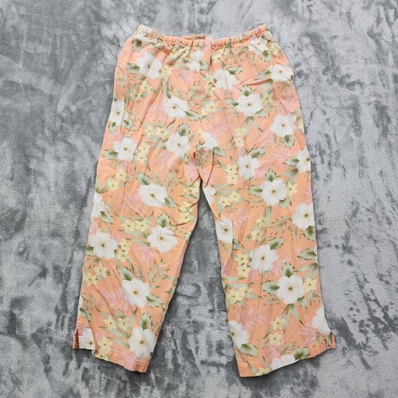 Vintage Jaclyn Smith Pants Womens M Orange Pink Yellow Floral Rayon Capri Flowy - Picture 3 of 11